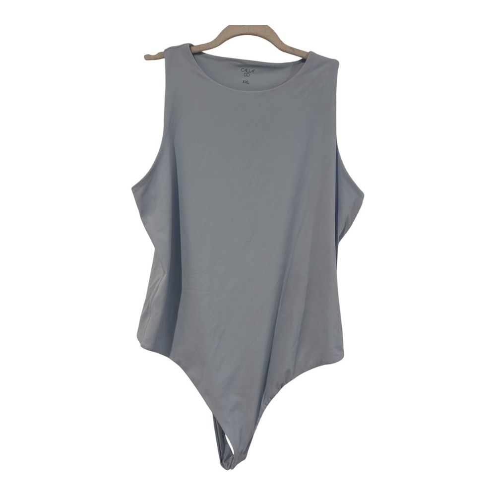 Calia Womens XXL Light Blue Sleeveless Crew Neck Snap Closure Bodysuit RN104141